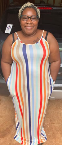 Image 1 of Nude Stripe Maxi Dress