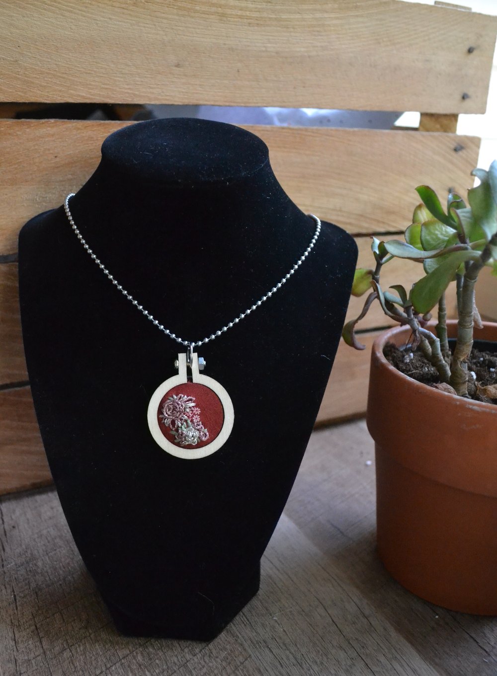 Image of Wild Rose Embroidered Necklace