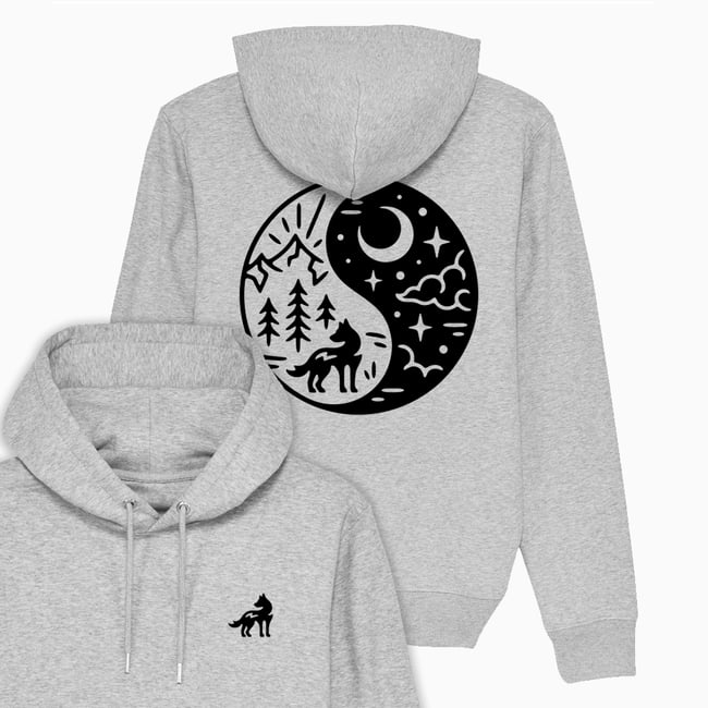 Wolf Ying Yang Hoodie Organic Cotton