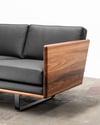 CLOVER COUCH IN TASMANIAN BLACKWOOD WITH  BLACK LEATHER