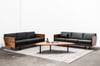 CLOVER COUCH IN TASMANIAN BLACKWOOD WITH  BLACK LEATHER