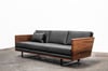 CLOVER COUCH IN TASMANIAN BLACKWOOD WITH  BLACK LEATHER