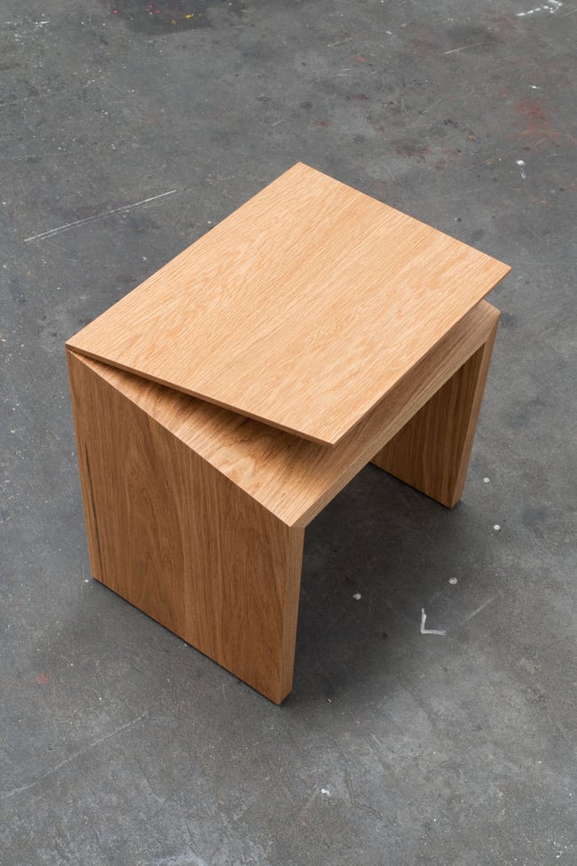 CLIPPED WING 450MM STOOL/SIDE TABLE IN AMERICAN OAK
