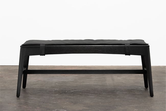 STILLWATER BENCH IN TORCHED TASMANIAN OAK - BLACK LEATHER