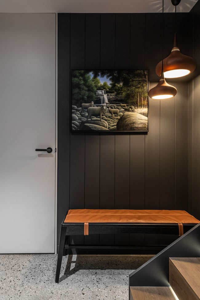 STILLWATER BENCH IN TORCHED TASMANIAN OAK - TAN LEATHER