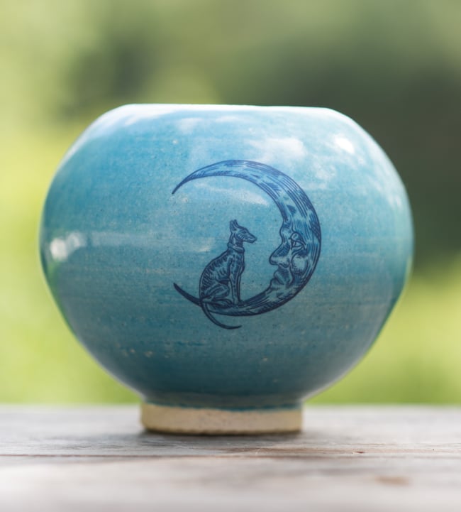 SALE ITEM** Ceramic Blue Moon Jar - Whippet in the Moon
