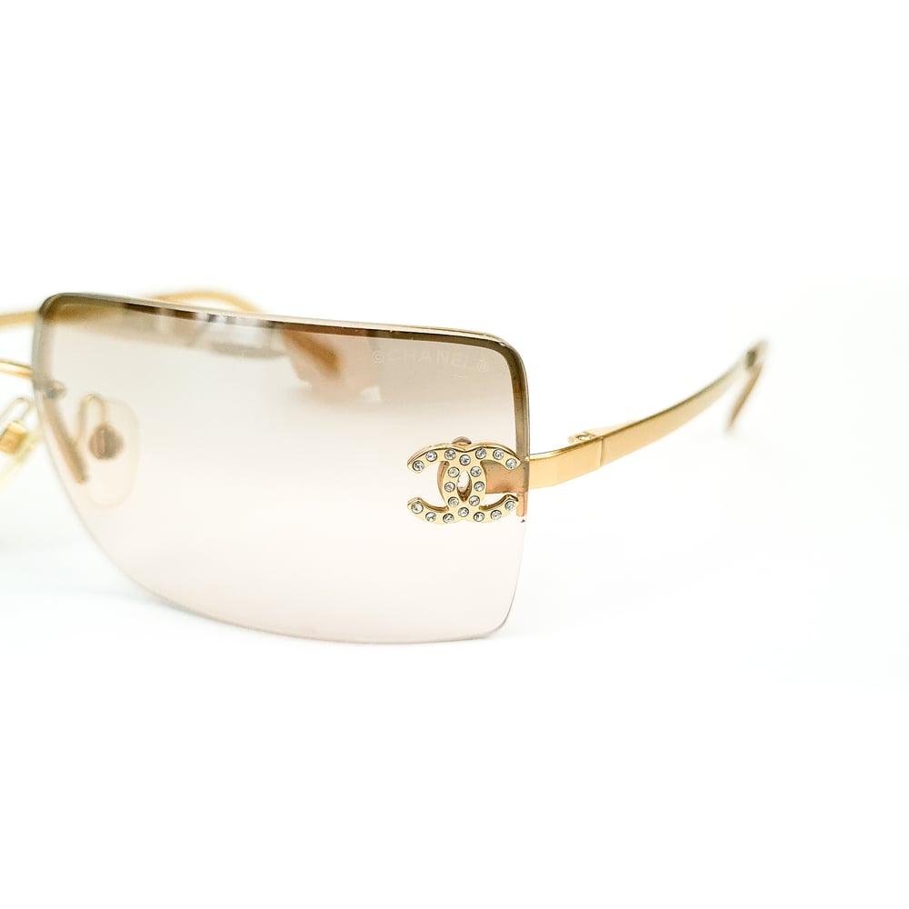 Vintage Chanel Rimless Diamond Sunglasses Style: - Depop