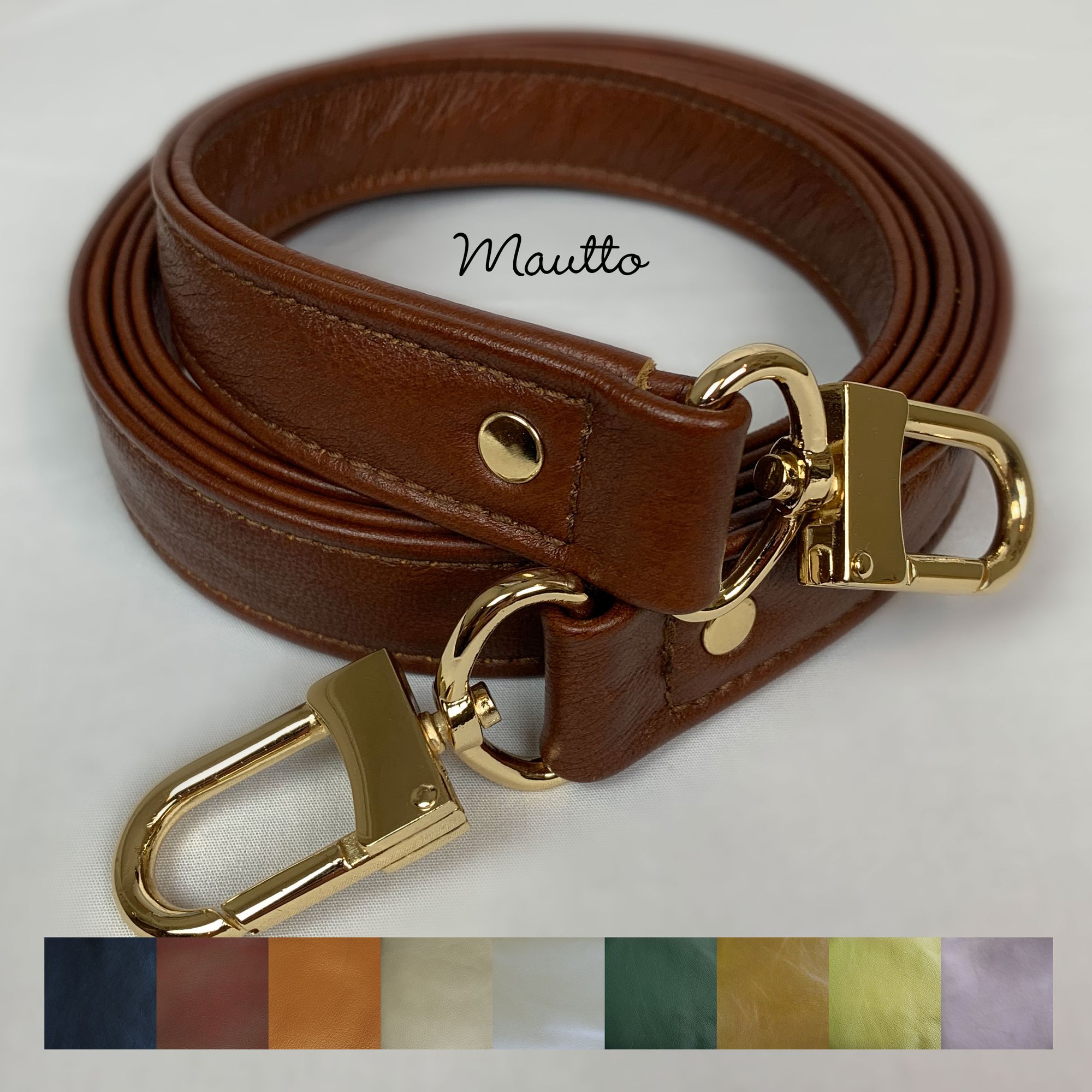 ON SALE! Genuine Leather Bag Strap - 1 Wide with Gold #16XLG