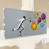 Image 2 of "Fencer vs Bubbles" Number 10/10 on 40x80cm Double Deep Edge Canvas