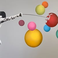 Image 3 of "Fencer vs Bubbles" Number 10/10 on 40x80cm Double Deep Edge Canvas