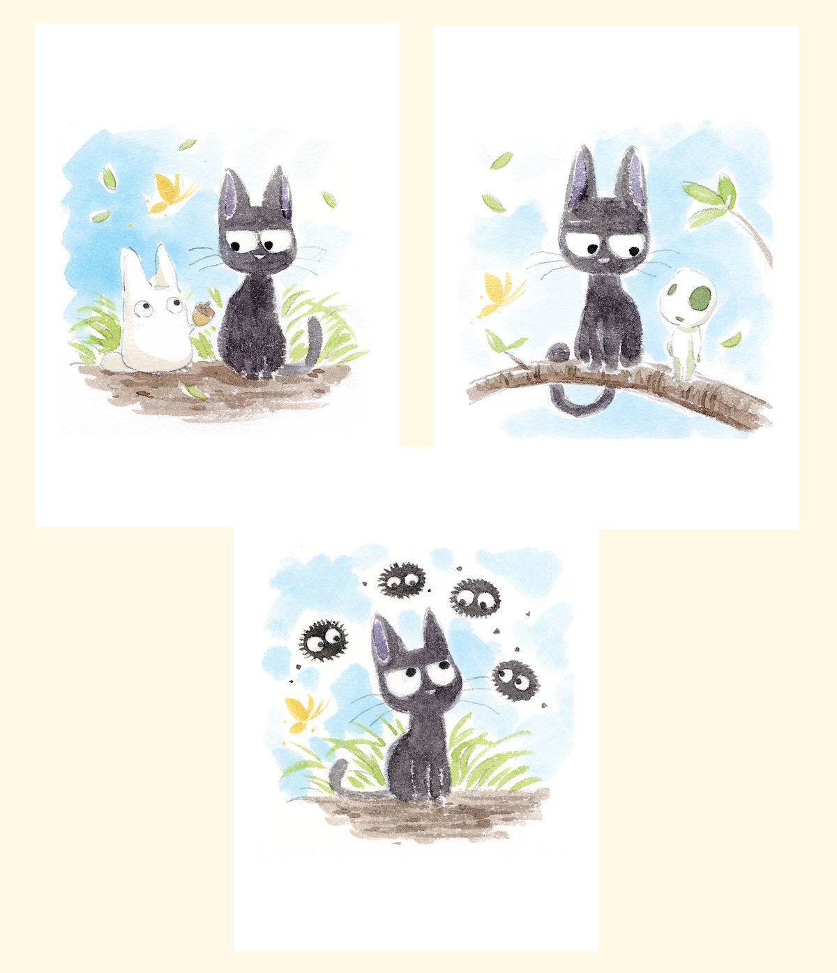 Black Cat Jiji Moods | 3-Pack 5 x 7" Prints