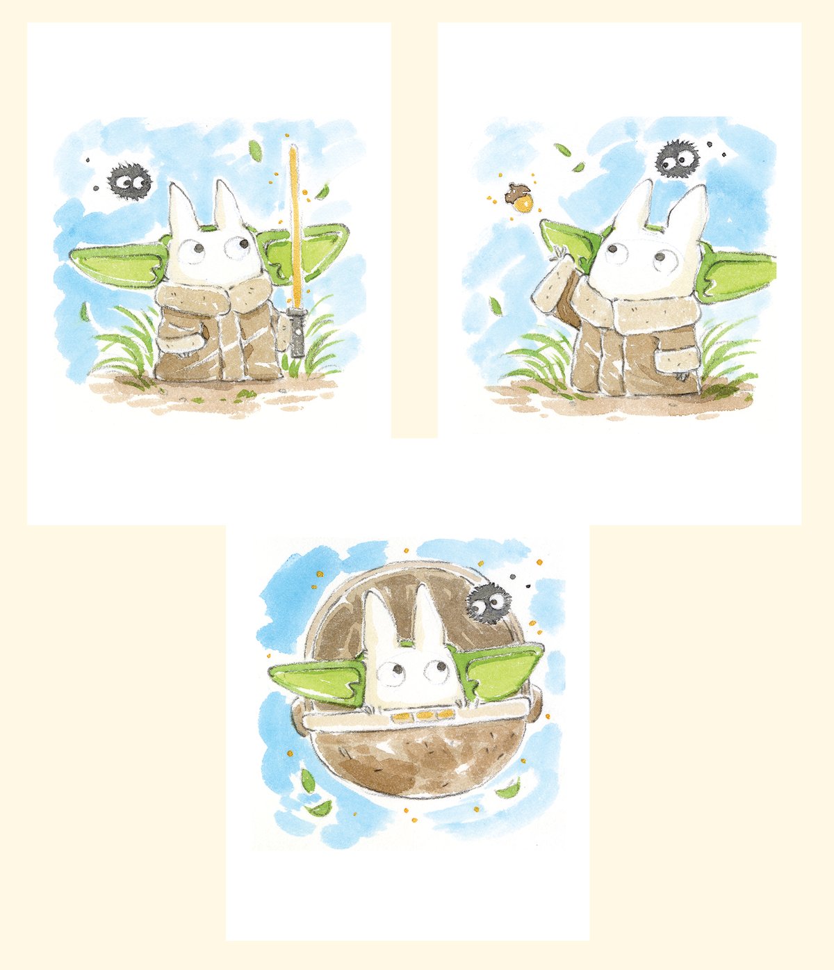 Totoro Jedi | 3-Pack 5 x 7" Prints