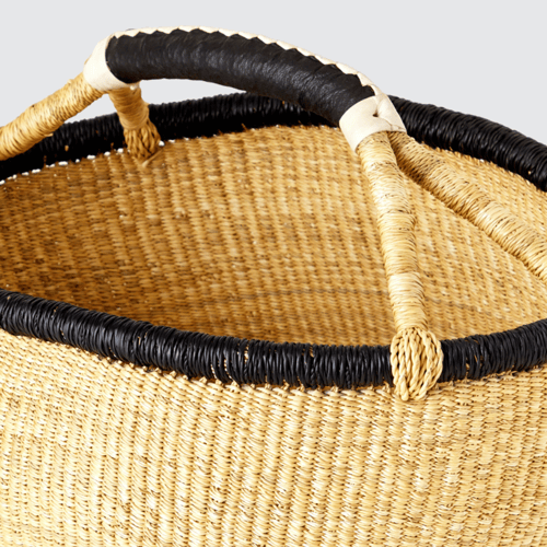 Image of Straw Basket With Black Rim