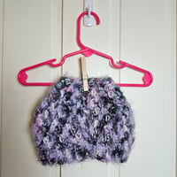 Image 1 of pink/black ponytail crocheted hat