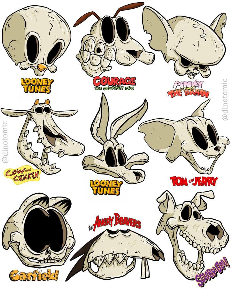 Image of #233 Skulls of famous cartoon animals 