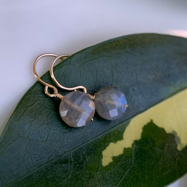 coin labradorite earrings