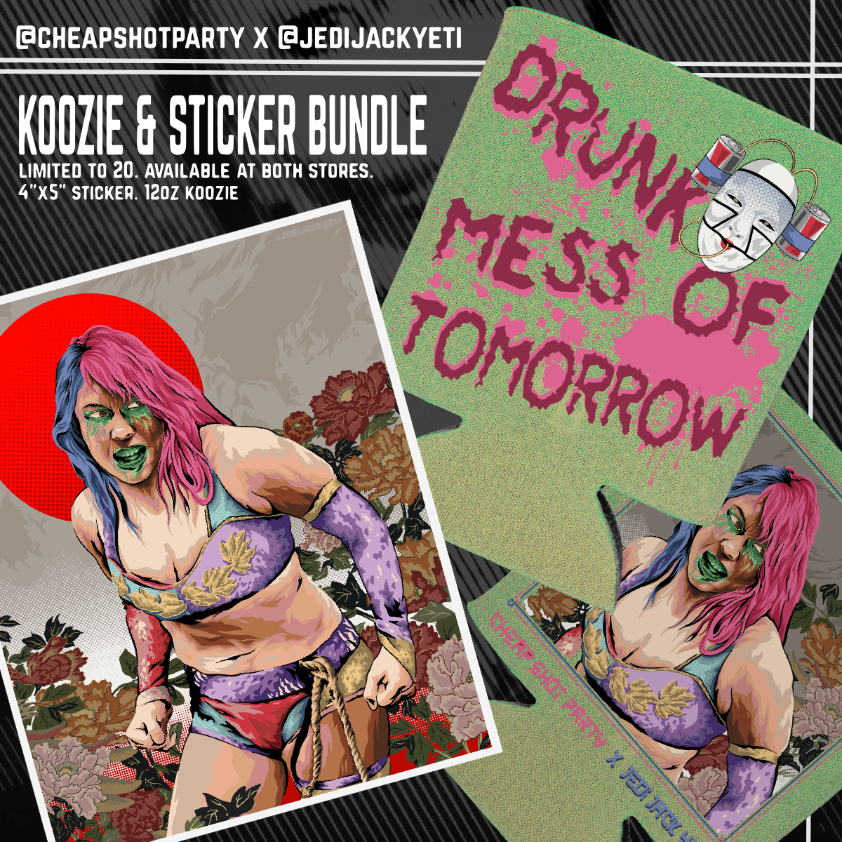 Image of "Drunk Mess" Koozie  (CHEAP SHOT PARTY KOOZIE CLUB 2020 RELEASE #9)