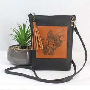 Image of Leather Dance Bag - Peacock Black & Tan