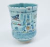 Kingfisher with Lotus Porcelain Tea Tumbler