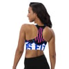 BOSSFITTED White Neon Pink and Blue Longline Sports Bra