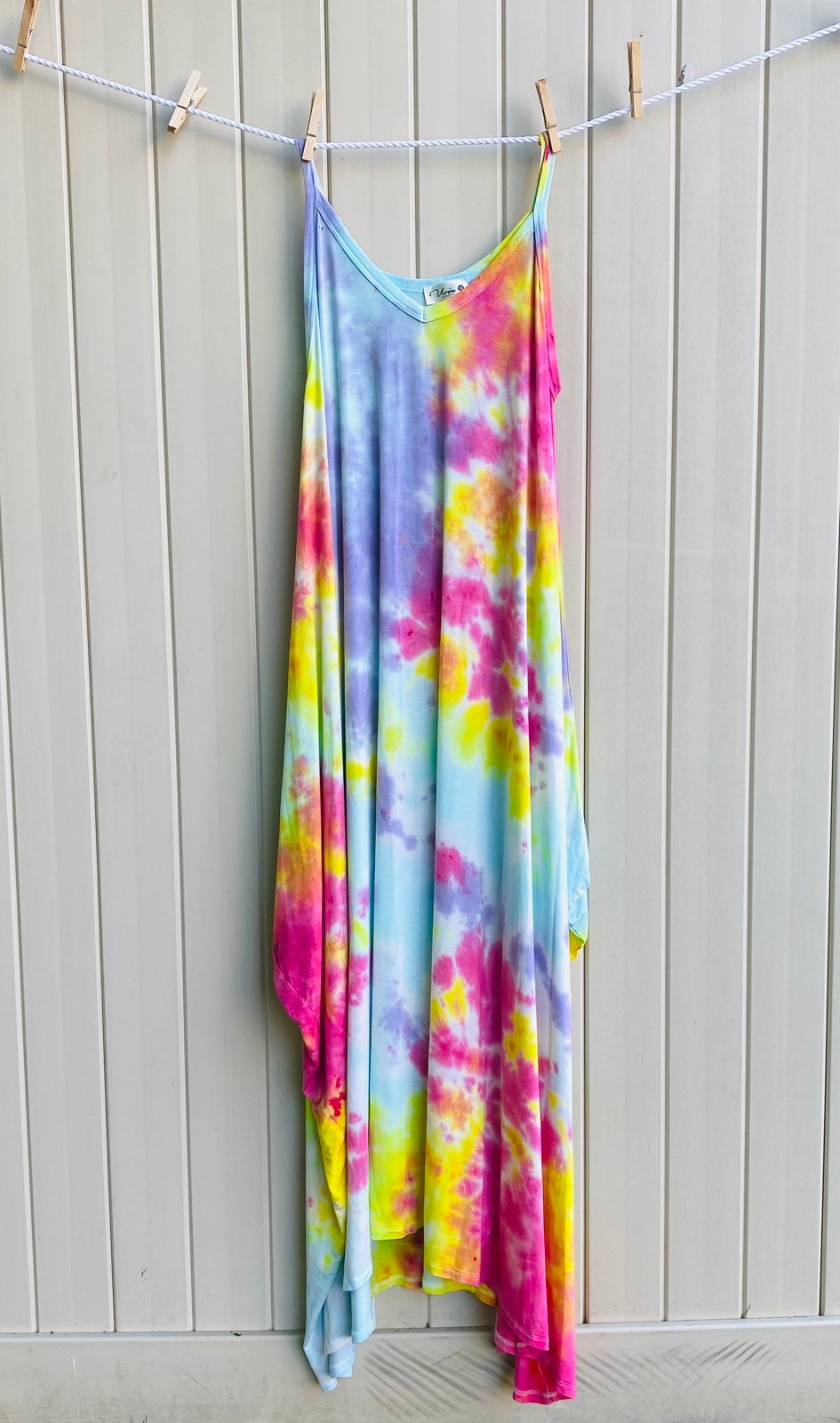 pastel rainbow maxi dress