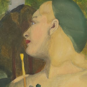 Image of 1950's, Swedish Portrait Painting, 'Artist's Model.'