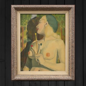 Image of 1950's, Swedish Portrait Painting, 'Artist's Model.'