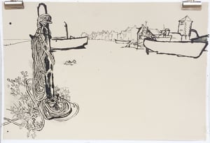 Image of Rusty pole and Aldeburgh boats