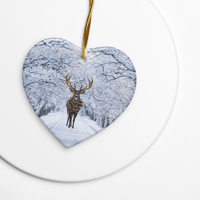 Image 3 of Double-sided ceramic ornaments (Deer in the snow)