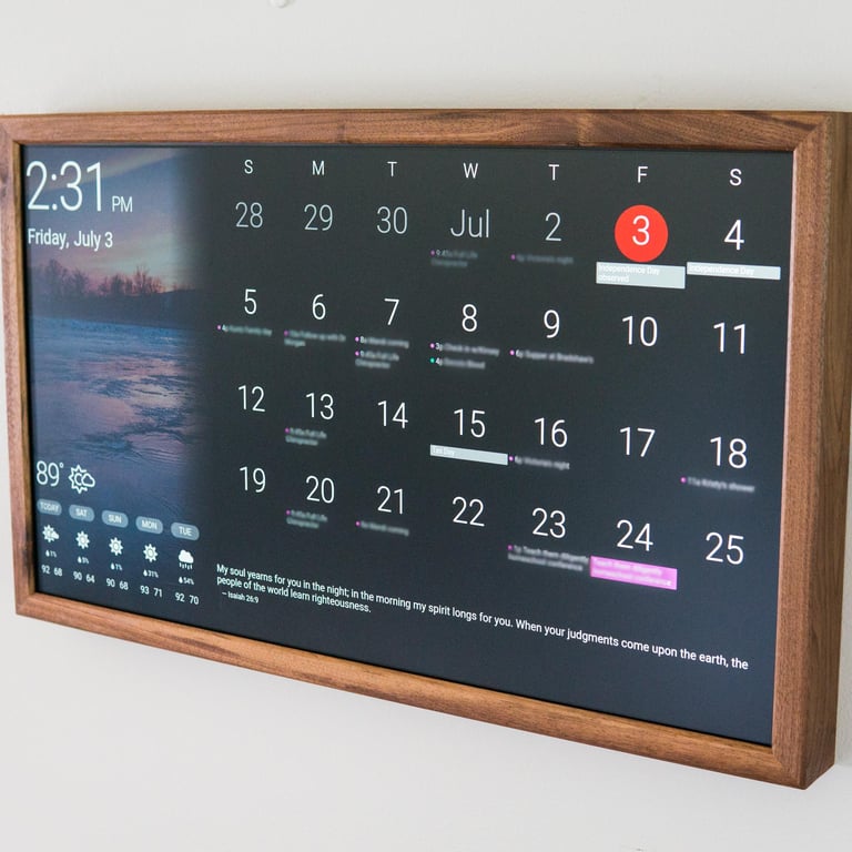 32" Digital Wall Display - Smart Screen - Wifi Calendar - Rasperry Pi - Smart Hub - Smart Home