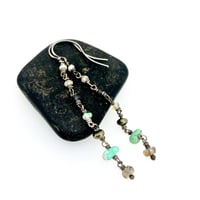 Image 4 of pearl, iolite, opal, variscite, and sapphire earrings