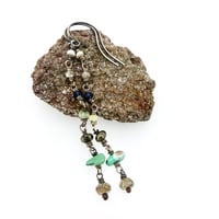 Image 1 of pearl, iolite, opal, variscite, and sapphire earrings