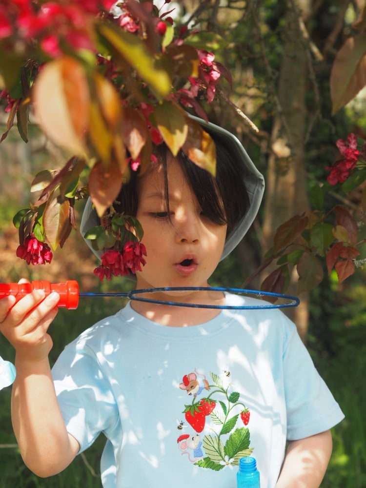 Image of The Strawberry Patch Gnomes - Tee & Short Set Baby Blue