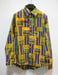 Image of Kente Cloth Yellow/Royal Blue Print Long Sleeve Button Up Shirt