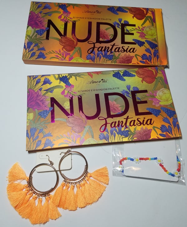 Image of Tangerine Tassel Hoops & Nude Palette Bundle   