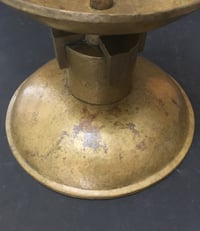 Image 4 of Pair of Oversize Art Deco Candle Holders of Hammered and Milled Brass, European