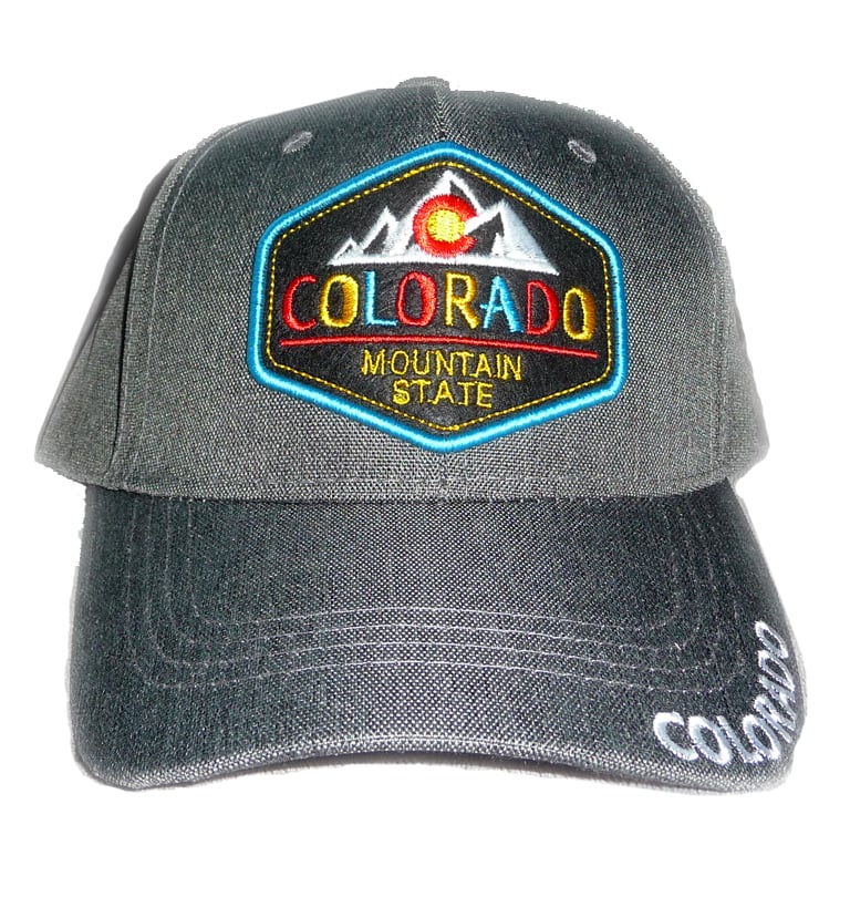 Image of COLORADO STATE COLORFUL HEATHER GREY EMBROIDERED VELCRO STRAPBACK HAT