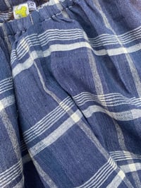 Image 2 of little pants ~ blue linen check 