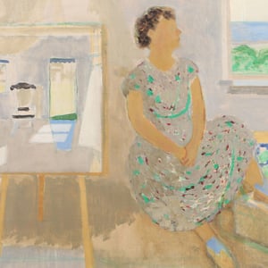 Image of 1949, Swedish Oil Painting,'The Artists Studio in Summer,' Tor Hörlin (1899 - 1995)