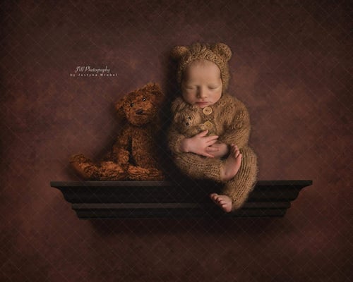 Image of Knitted set teddy bear.