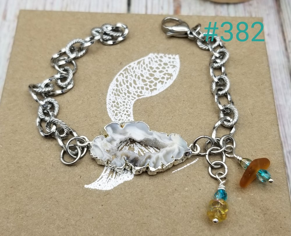 Image of Drusy- Sea Glass- Crystals- Bracelet- #382