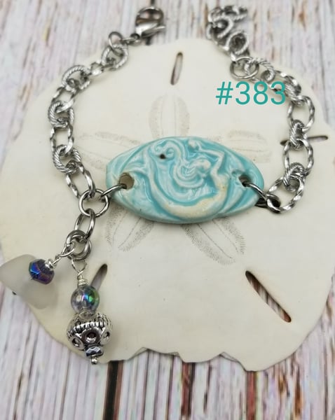 Image of Handmade- Mermaid- Sea Glass- Balu Bead- Bracelet- #383