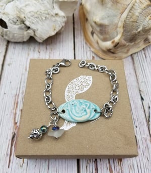 Image of Handmade- Mermaid- Sea Glass- Balu Bead- Bracelet- #383