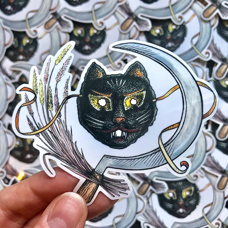 Image of Black Cat Mask Sticker