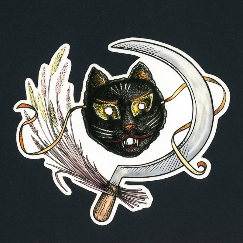 Image of Black Cat Mask Sticker