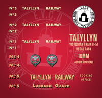TALYLLYN VICTORIAN TRAIN (1-5) DECAL PACK 16MM / 009 SCALE