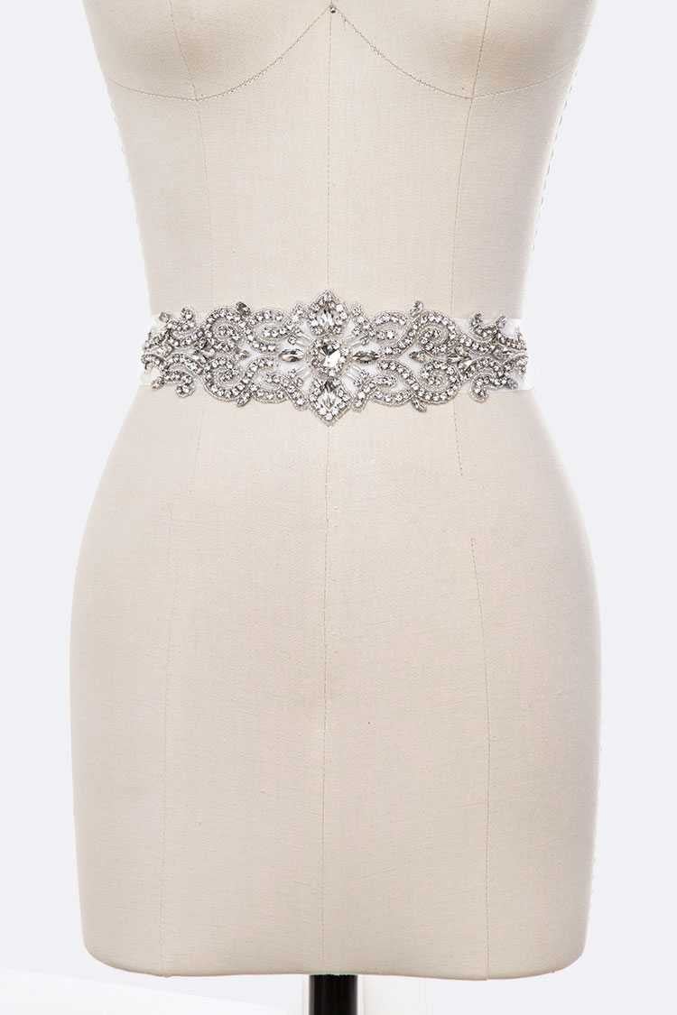 Rhinestone Embellished Bridal Sash Belt