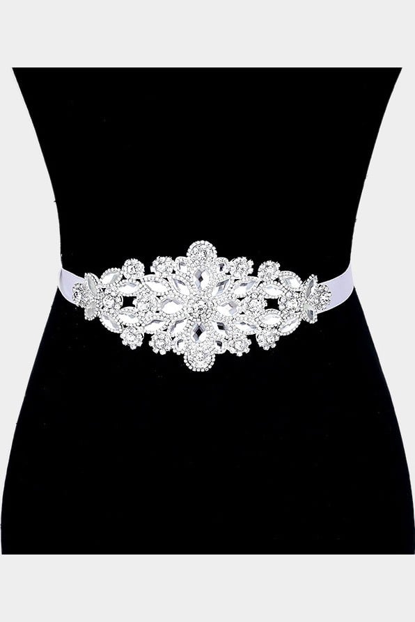 Crystal Pave Sash Bridal Wedding Belt / Headband