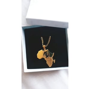 Image of GYE NYAME AFRICA MAP NECKLACE 