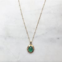 Image 1 of Victorian oval emerald pendant necklace